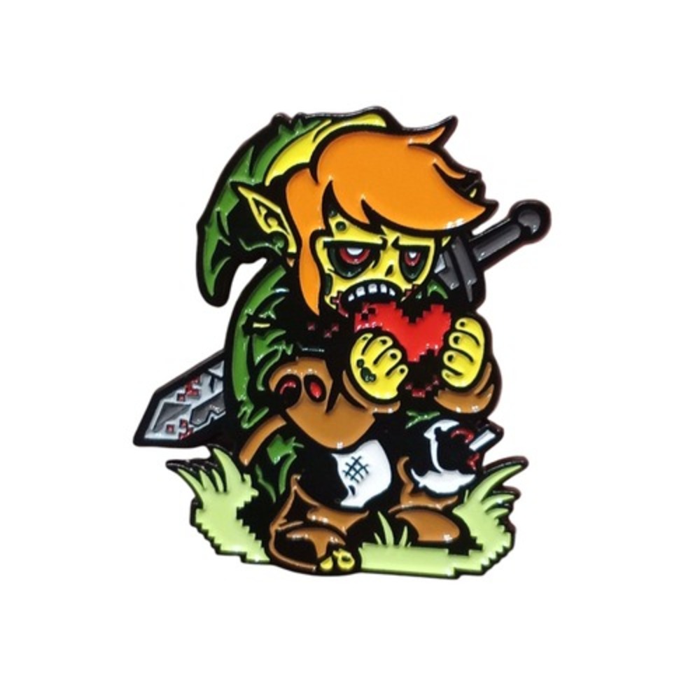 Nintendo Zelda x Horror Zombie Link Eating 8 Bit Heart Enamel Pin